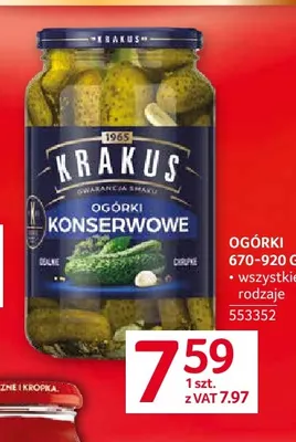 Ogórki konserwowe Krakus promocja w Selgros