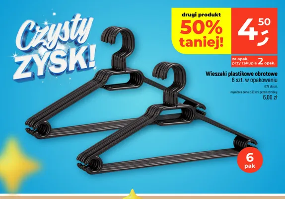 Wieszaki plastikowe obrotowe 6-pak promocja w Dealz
