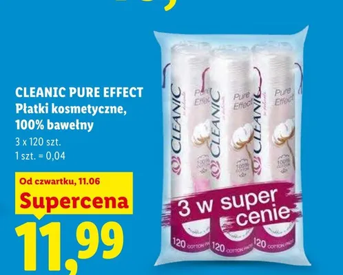 Płatki kosmetyczne Cleanic Pure Effect 3-pak promocja w Lidl