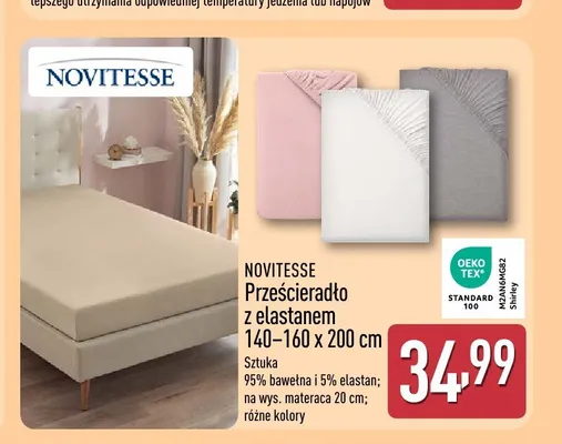 Prześcieradło z elastanem Novitesse promocja w Aldi