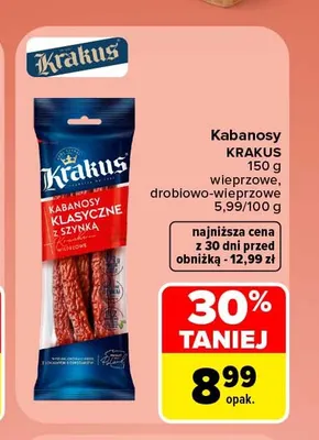 Kabanosy wieprzowe Krakus promocja w Carrefour