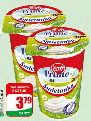 Śmietanka 30% Primo Zott promocja w Dino