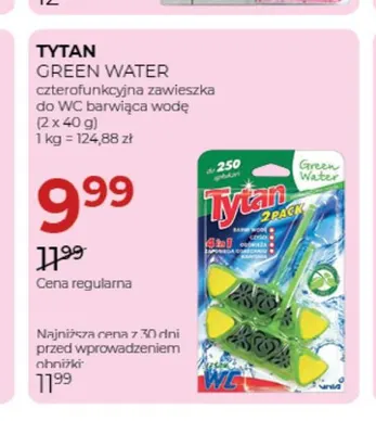 Czterofunkcyjna zawieszka do WC barwiąca wodę Green Water 2-pak Tytan promocja w Drogerie Jawa