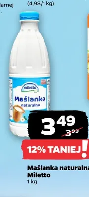 Maślanka naturalna Miletto promocja w Netto
