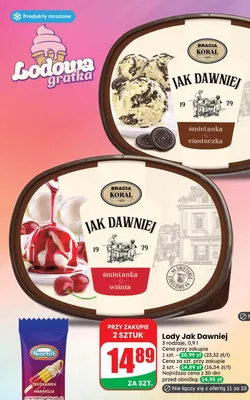 Lody śmietanka ciasteczka Jak Dawniej Bracia Koral promocja w Dino