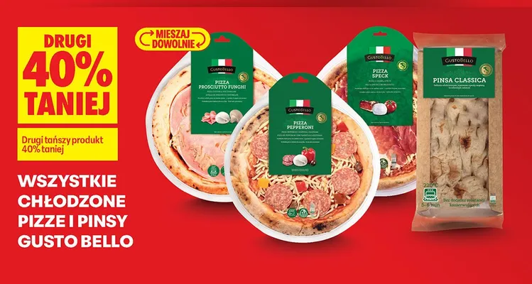 Wszystkie chłodzone pizze i pinsy Gusto Bello DRUGA -40% promocja w Biedronka