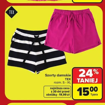 Szorty damskie TEX promocja w Carrefour