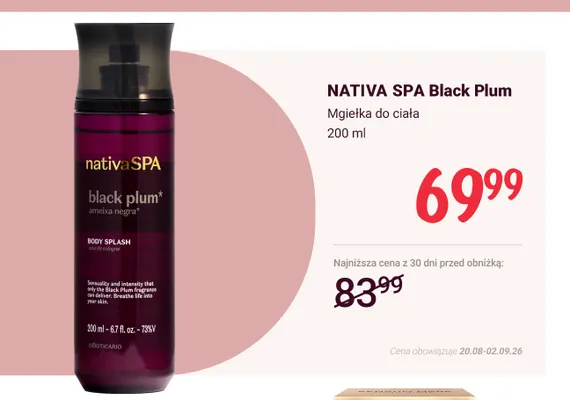 Mgiełka do ciała Nativa SPA Black Plum promocja w Rossmann