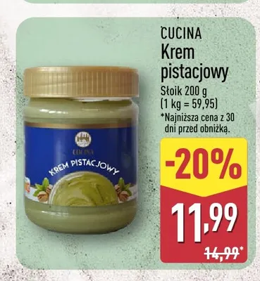 Krem pistacjowy Cucina promocja w Aldi