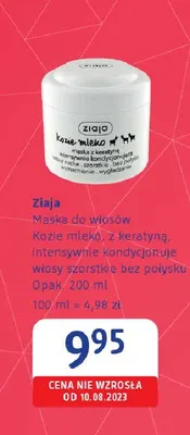 Maska do włosów Kozie mleko z keratyną Ziaja promocja w Drogerie DM