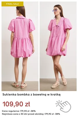 Sukienka bombka z bawełną w kratkę promocja w Medicine