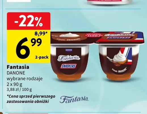 Jogurt Fantasia Snickers Danone 2-pak promocja w Intermarche