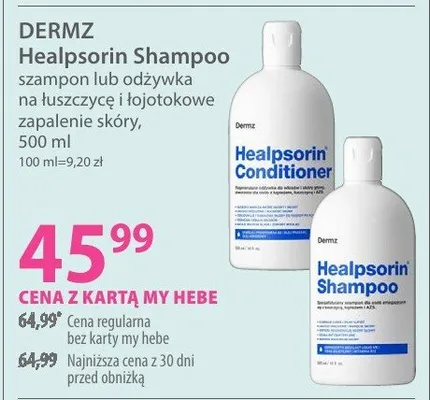 Szampon nawilżający na łuszczycę i łojotokowo zapalenie skóry Healpsorin Shampoo promocja w Hebe