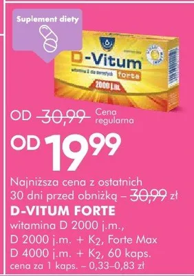 Witamina D 2000 j.m., D 2000 j.m. + K2 Forte Max, D 4000 j.m. + K2 promocja w Super-Pharm