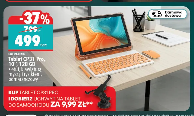Tablet CP31 Pro 10'' 128 Gb pomarańczowy Extralink promocja w Biedronka Home