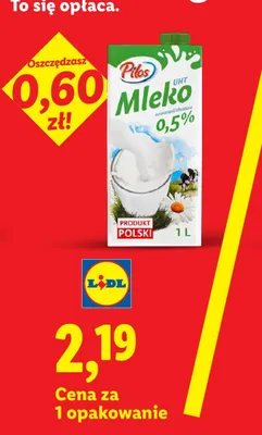 Mleko UHT Pilos 0,5% promocja w Lidl