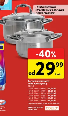 Garnek nierdzewny Velio z pokrywką Odelo 16 cm promocja w Intermarche