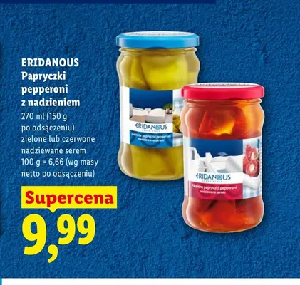 Papryczki pepperoni zielone nadziewane serem Eridanous promocja w Lidl