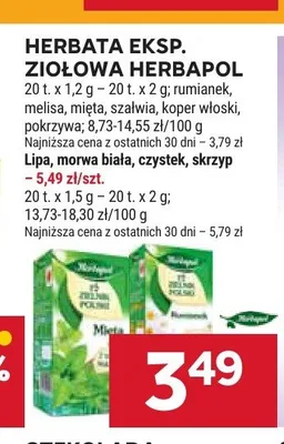 Herbata ekspresowa ziołowa Herbapol mięta promocja w Stokrotka