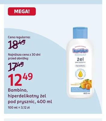 Hiperdelikatny żel pod prysznic Bambino promocja w Rossmann