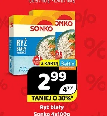 Ryż biały Sonko 4-pak 100g promocja w Delfin