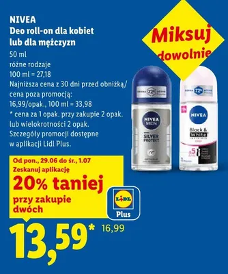 Dezodorant roll-on Nivea Men Silver Protect promocja w Lidl