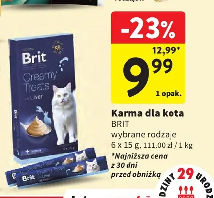 Karma dla kota Brit Creamy Treats Liver 6-pak promocja w Intermarche