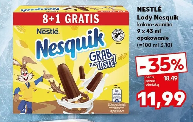 Lody Nesquik kakao-wanilia 9-pak promocja w Kaufland