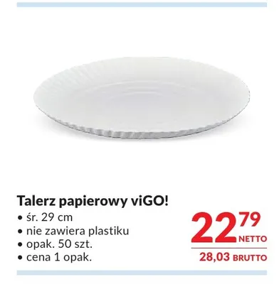 Talerz papierowy viGO! promocja w Makro