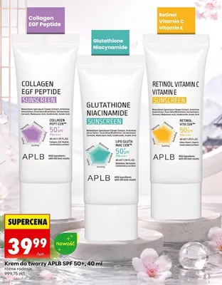Krem do twarzy APLB Collagen EGF Peptide Sunscreen SPF 50+ promocja w Biedronka