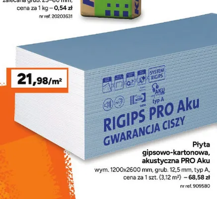Płyta gipsowo-kartonowa akustyczna Pro Aku Rigips promocja w Bricoman