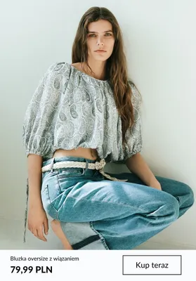 Bluzka oversize z wiązaniem promocja w H&M