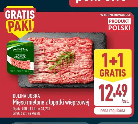 Mięso mielone z łopatki wieprzowej Dolina Dobra promocja w Aldi