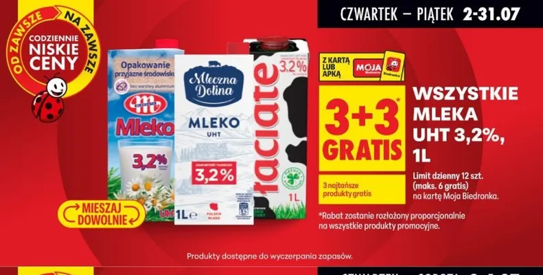 Mleka UHT 3,2% 1 l promocja w Biedronka