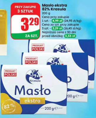 Masło ekstra 82% Krasula promocja w Dino