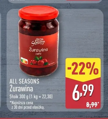 Żurawina cała All Seasons promocja w Aldi