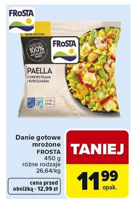 Danie gotowe mrożone FROSTA paella z kurczakiem promocja w Carrefour Market
