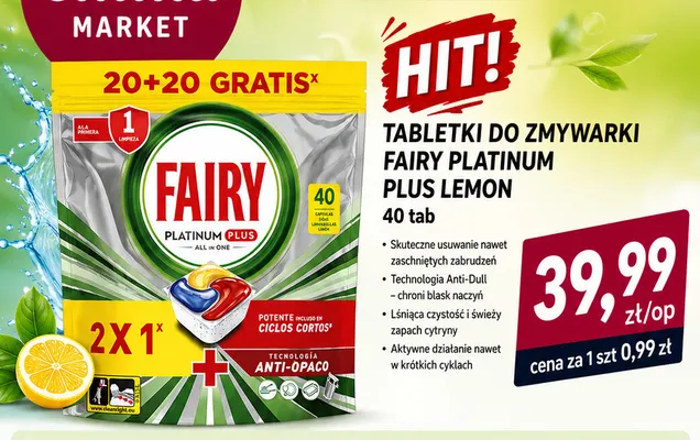 Tabletki do zmywarki Fairy Platinum Plus Lemon promocja w emma MARKET