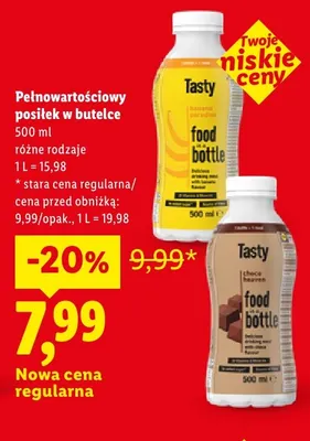 Pełnowartościowy posiłek w butelce Tasty promocja w Lidl