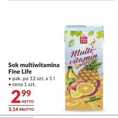 Sok multiwitamina Fine Life promocja w Makro