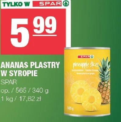 Ananas plastry w syropie promocja w SPAR