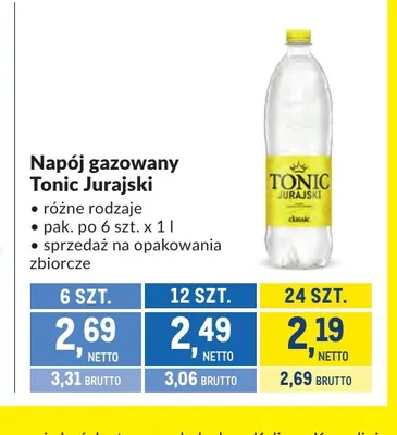 Napój gazowany Tonic Jurajski promocja w Makro
