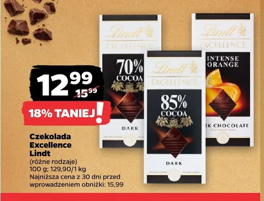 Czekolada Lindt Excellence 70% Cocoa Dark promocja w Netto