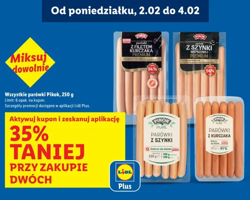 Parówki Pikok 250g promocja w Lidl