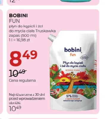 Płyn do kąpieli i żel do mycia ciała Truskawka zapas Bobini Fun promocja w Drogerie Jawa
