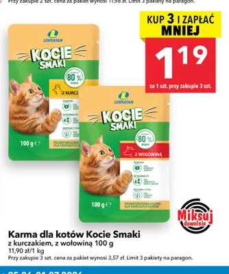 Karma dla kotów Kocie Smaki z kurczakiem promocja w LEWIATAN