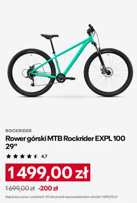 Rower górski MTB Rockrider EXPL 100 29" promocja w Decathlon