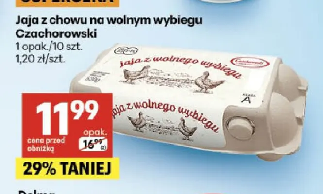 Jajka kurze z chowu na wolnym wybiegu Czachorowski promocja w Delikatesy Centrum