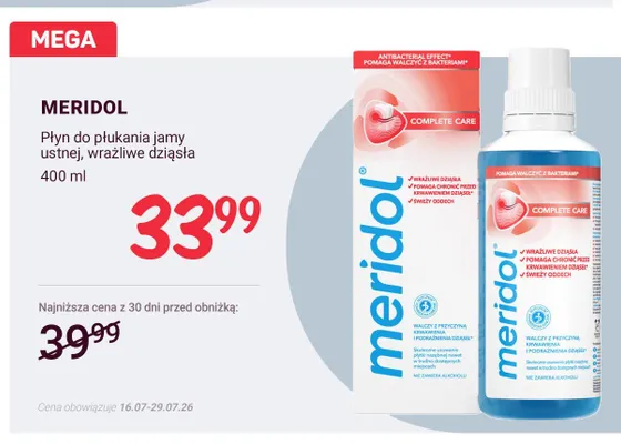 Płyn do płukania jamy ustnej Meridol Complete Care wrażliwe dziąsła promocja w Rossmann