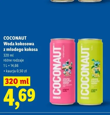 Woda kokosowa z młodego kokosa Coconaut white peach promocja w Lidl
